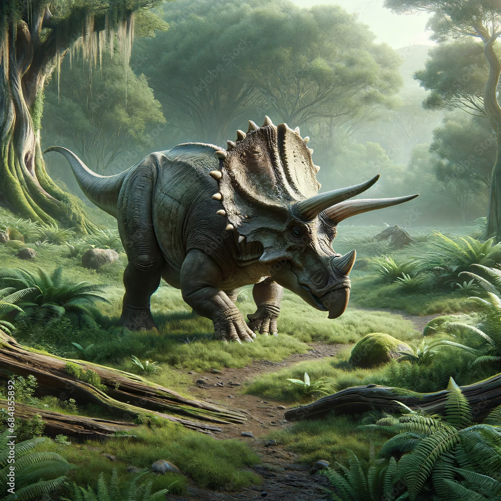 Fototapeta premium Triceratops Dinosaur in wild