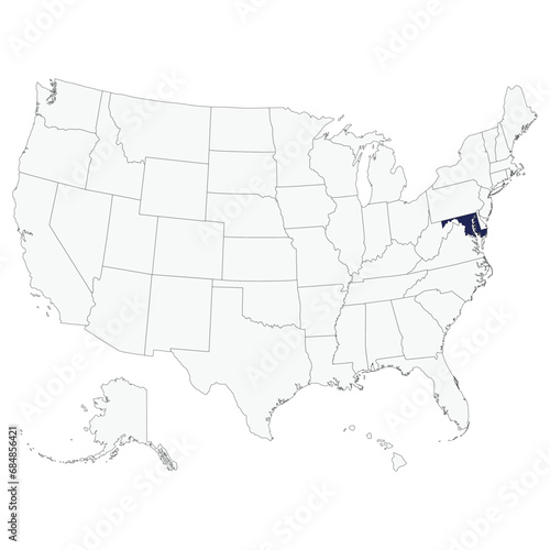 Maryland US state map. USA map