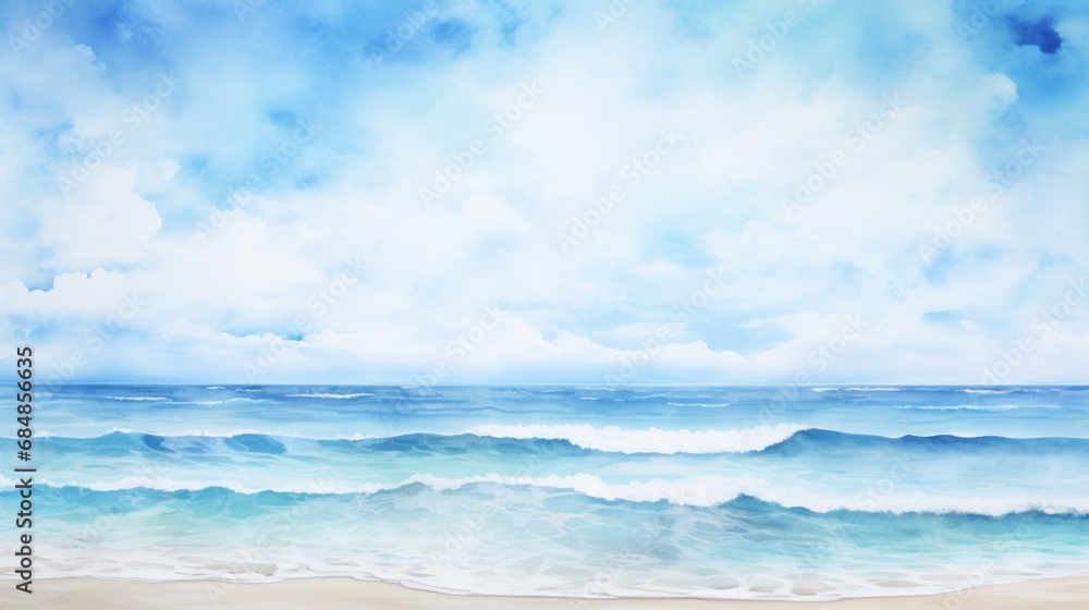 Watercolor Hand Painted Textured Beach Background AI Generated