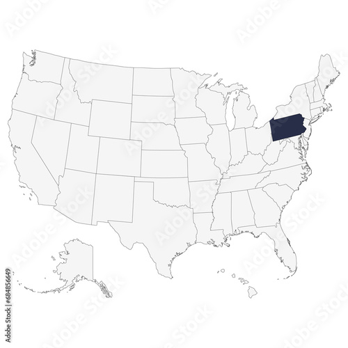 Map of Pennsylvania. USA map.