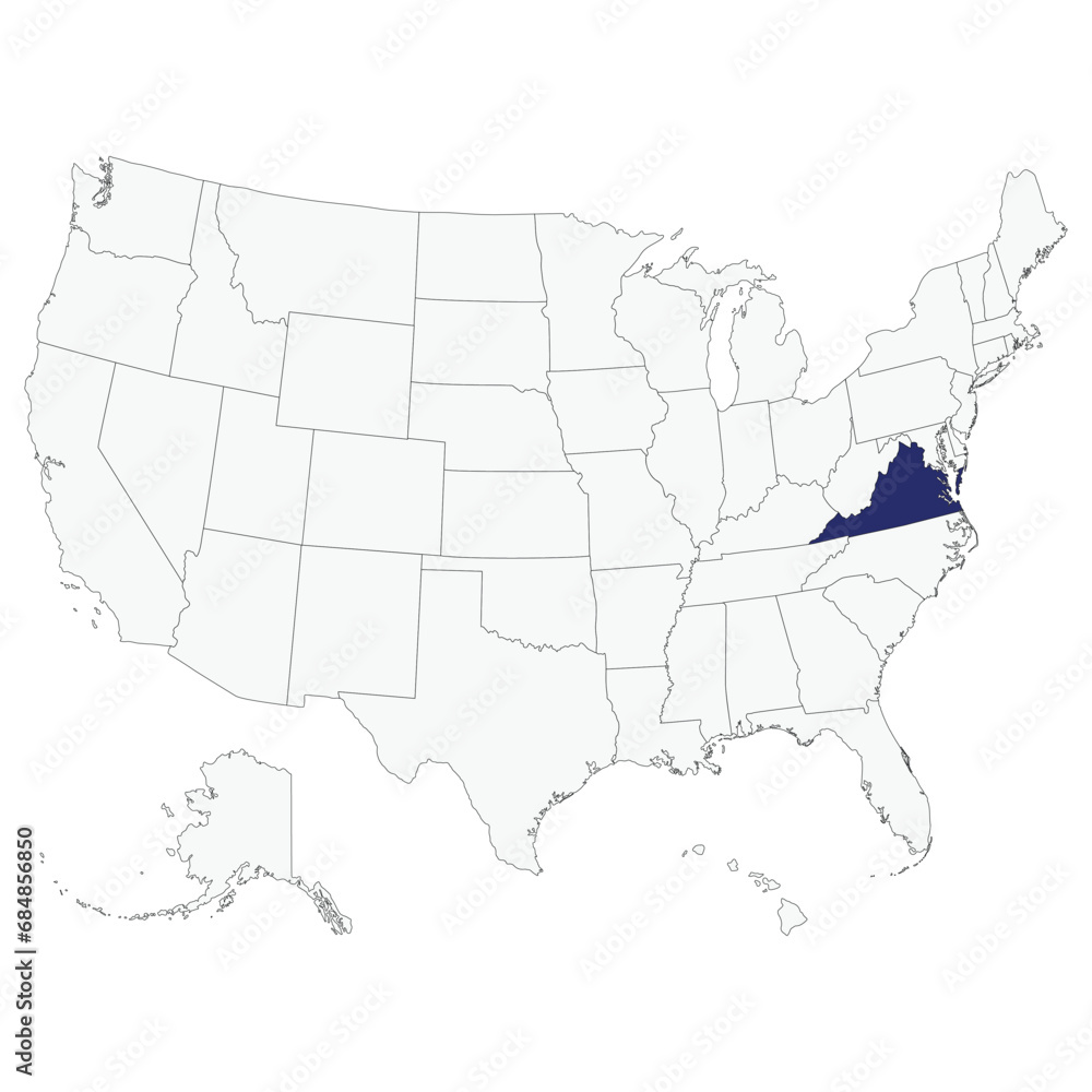 Fototapeta premium State of Virginia, VA. USA map