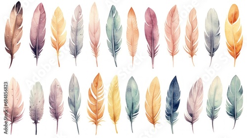 Boho Feathers Watercolor Collection AI Generated © Alex