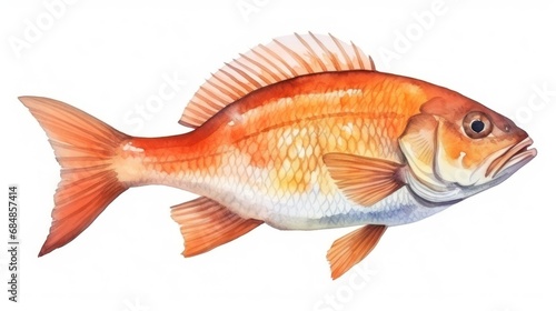 watercolor drawing of a fish on a white background, vector illustration Generative AI
