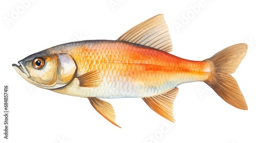 watercolor drawing of a goldfish on a white background, isolated Generative AI