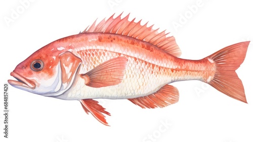 watercolor painting of a red fish, isolated on a white background Generative AI