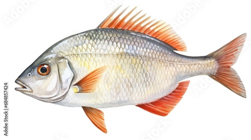 watercolor drawing of a fish on a white background, isolated image Generative AI