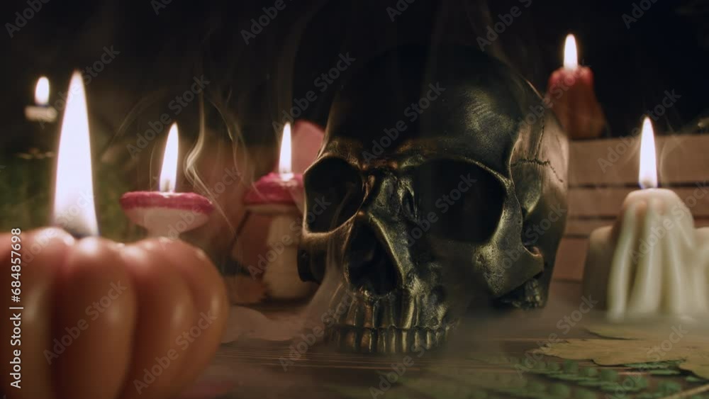 Skull With Candle On Top - Free HD Video Clips & Stock Video