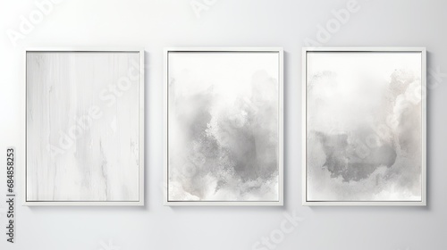 Set of three vertical banners with watercolor stains on a white background Generative AI