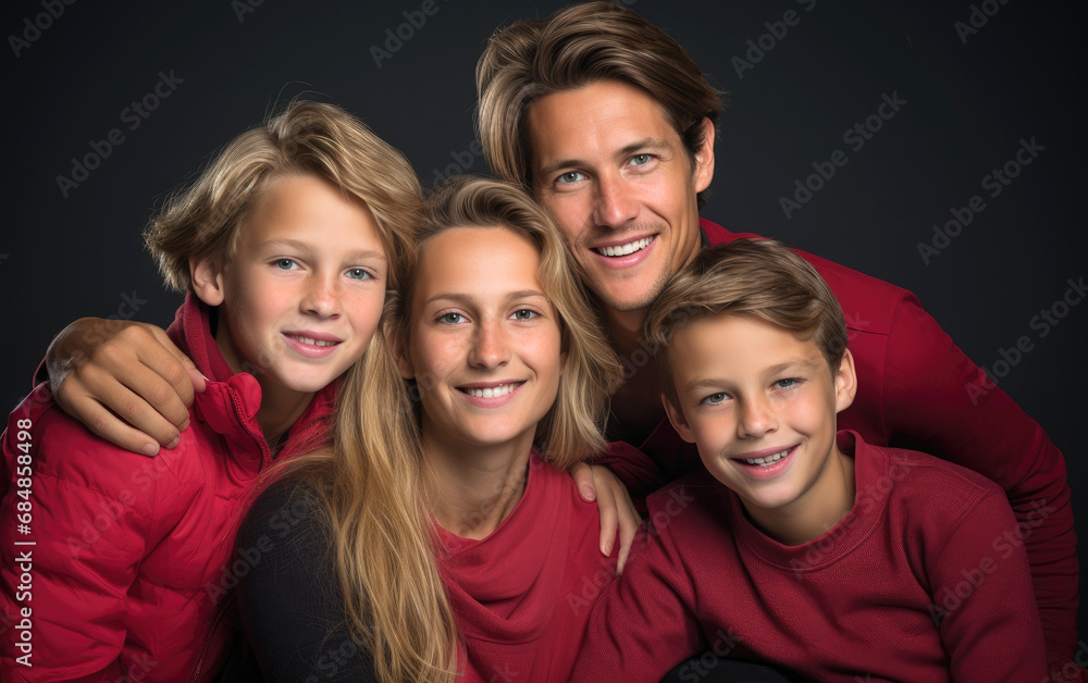 Happy family in a casual costume posing on white background Happy family in a casual costume posing on white background