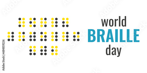 World Braille Day January 4th template. Relief dot font for writing and reading for the blind. Vector illustration.