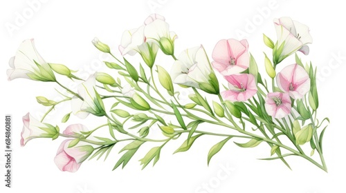 Watercolor Painting of Oenothera Fruticosa on White Background AI Generated photo