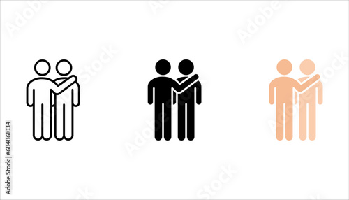 empathy and compassion icon set, mental personality problem, hug friendship, vector illustration on white background
