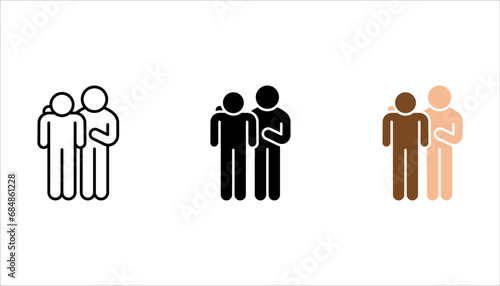 empathy and compassion icon set, mental personality problem, hug friendship, vector illustration on white background