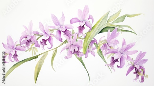 Watercolor Artwork of Dendrobium Spectabile on White Background AI Generated photo