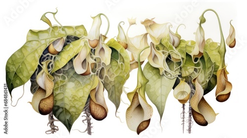 Watercolor Artwork of Coryanthes Macrantha AI Generated photo