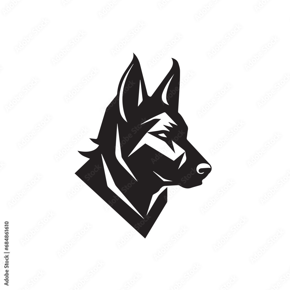 German Shepherd in cartoon, doodle style. Isolated 2d vector illustration in logo, icon style, Eps 10, black and white. AI Generative