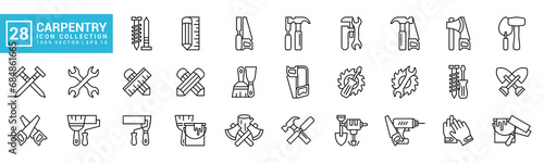 Set of icons related to carpentry tools, various painting tools, carpenter icon templates, mechanic icons editable and resizable EPS 10