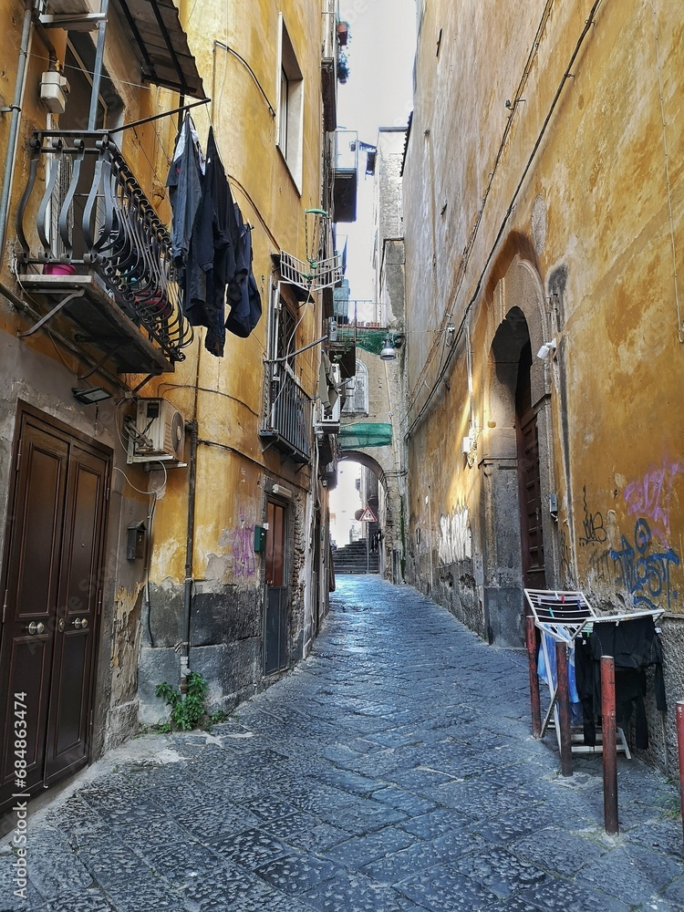 narrow street in Naples, Italy