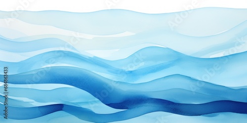 Abstract Watercolor Ocean Waves AI Generated
