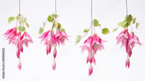 Set of Three Intricate Watercolor Fuchsia Blooms AI Generated