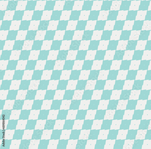 Light green diagonal pixelated checkerboard print pattern. Vector seamless pattern