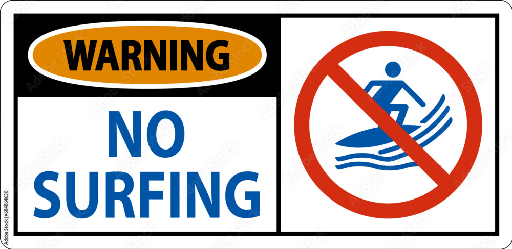 Warning Beach Safety Sign No Surfing Warning Beach Safety Sign No Surfing