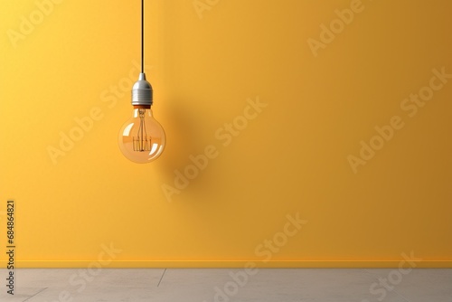 A light bulb hanging above a wall photo