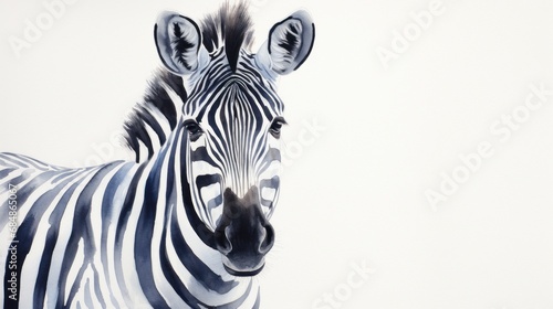 Contrasting Watercolor Zebra Stripes on White Background AI Generated
