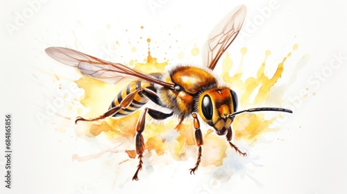 Delighted Watercolor Hornet Buzzing in Vibrant Summer Air AI Generated