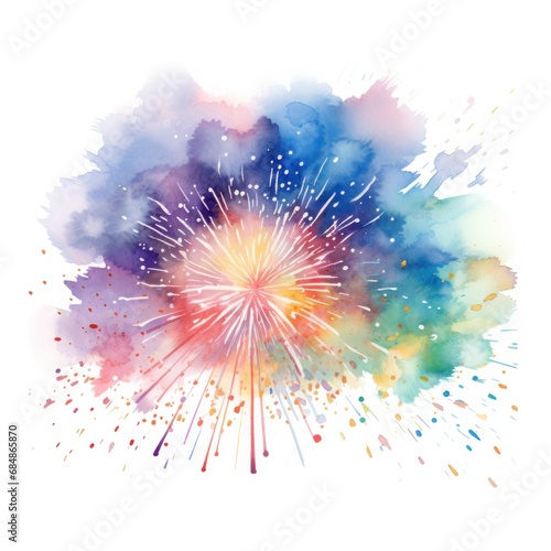 Dazzling Watercolor Fireworks Lighting Up the Sky on Christmas Eve AI Generated