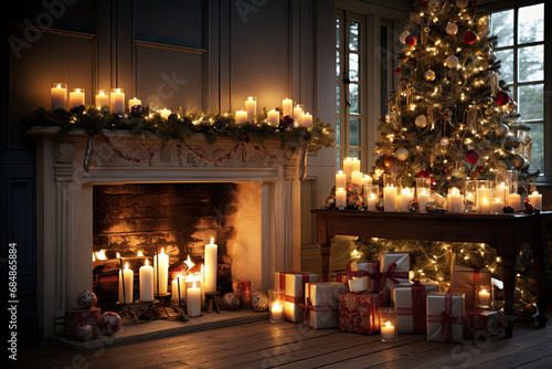 Wallpaper Mural A living room with a christmas tree and lit candles Torontodigital.ca