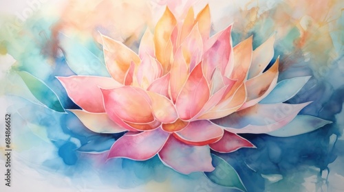 Soft and Vibrant Lotus Petals in Abstract Watercolor AI Generated