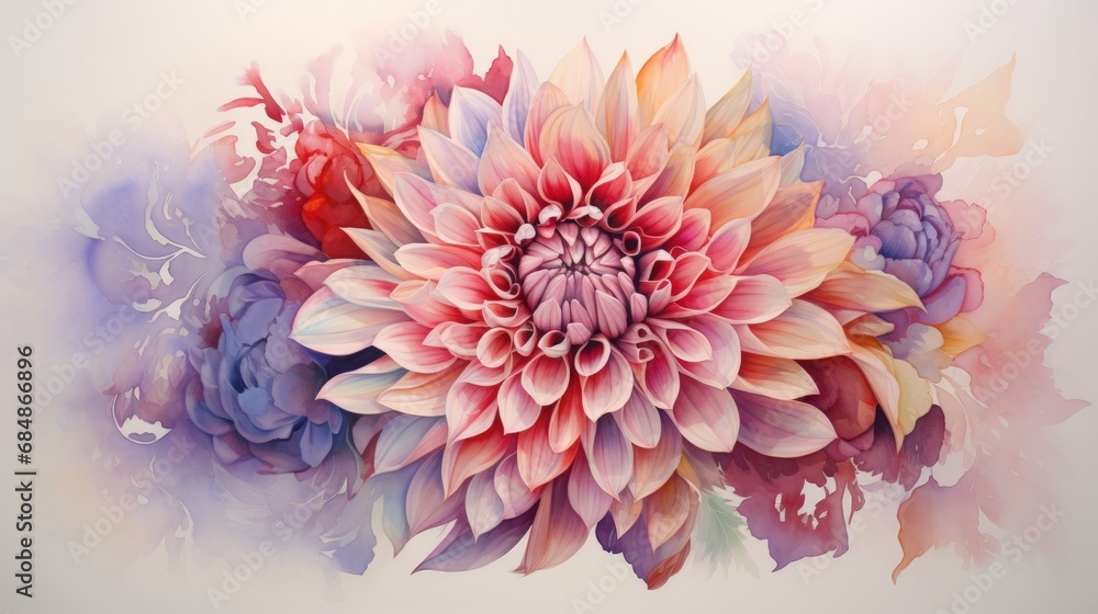 Intricate Watercolor Representation AI Generated