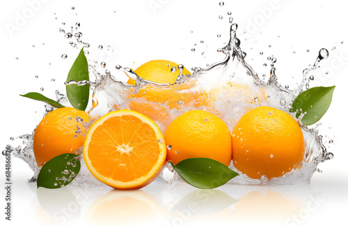 Orange fruits water  orange juice  white background