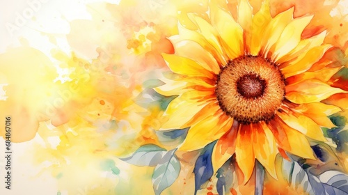 Bright Expressive Watercolor of a Cheerful Sunny Scene AI Generated