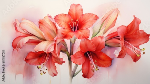Bold and Captivating Watercolor of a Blooming Amaryl AI Generated