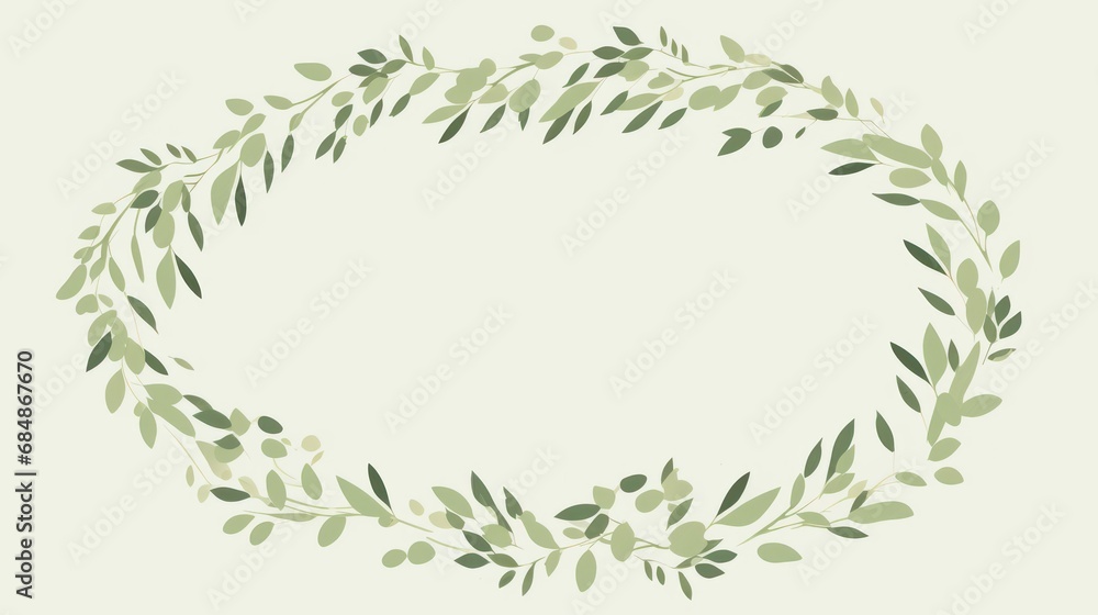 Eucalyptus wreath. Round frame with green leaves. illustration. Generative AI