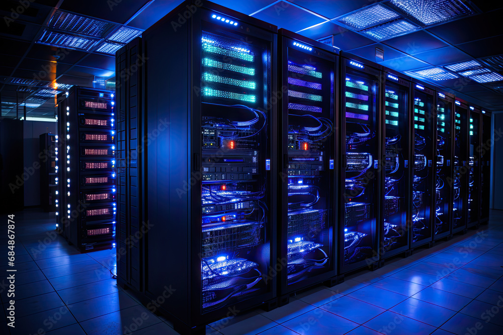 A row of servers in a data center A row of servers in a data center