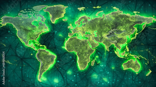 World map in neon light