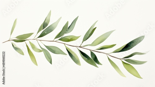 Eucalyptus branch with green leaves. Watercolor illustration. Generative AI