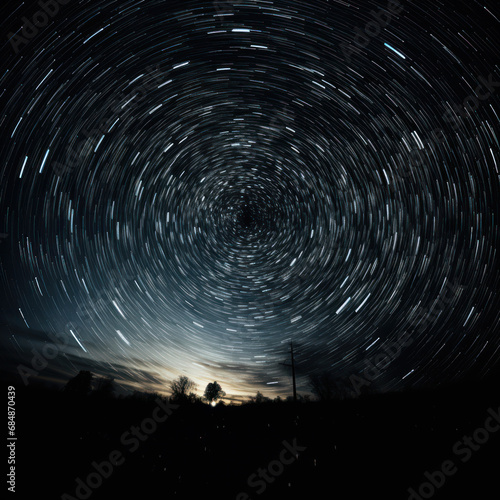 Wide Abstract Shimmering Star Trails in the Night Sky