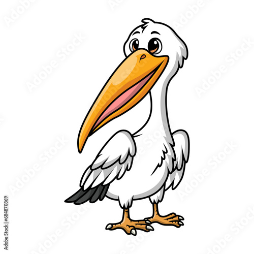Cute stork cartoon on white background