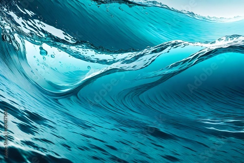 Abstract water ocean wave, blue, aqua, teal texture. Blue and white water wave web banner Graphic Resource as background for ocean wave abstract. Backdrop for copy space text