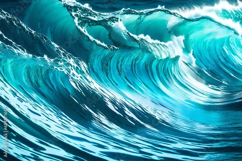 Abstract water ocean wave, blue, aqua, teal texture. Blue and white water wave web banner Graphic Resource as background for ocean wave abstract. Backdrop for copy space text