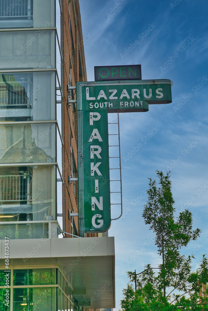 Vintage Lazarus department store sign in downtown Columbus Ohio USA ...