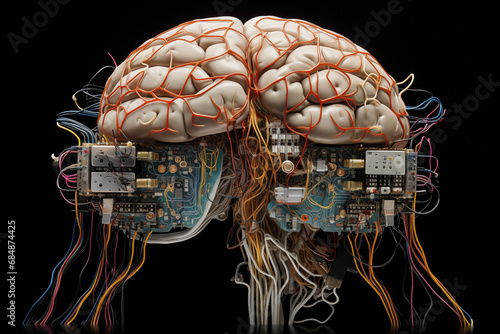 Artificial intelligence brain robotics computer technology cyborg implants in human beings #684874425