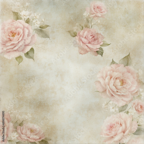 Floral Pink Roses Background Wallpaper Grunge