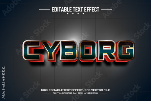 Cyborg 3D editable text effect template