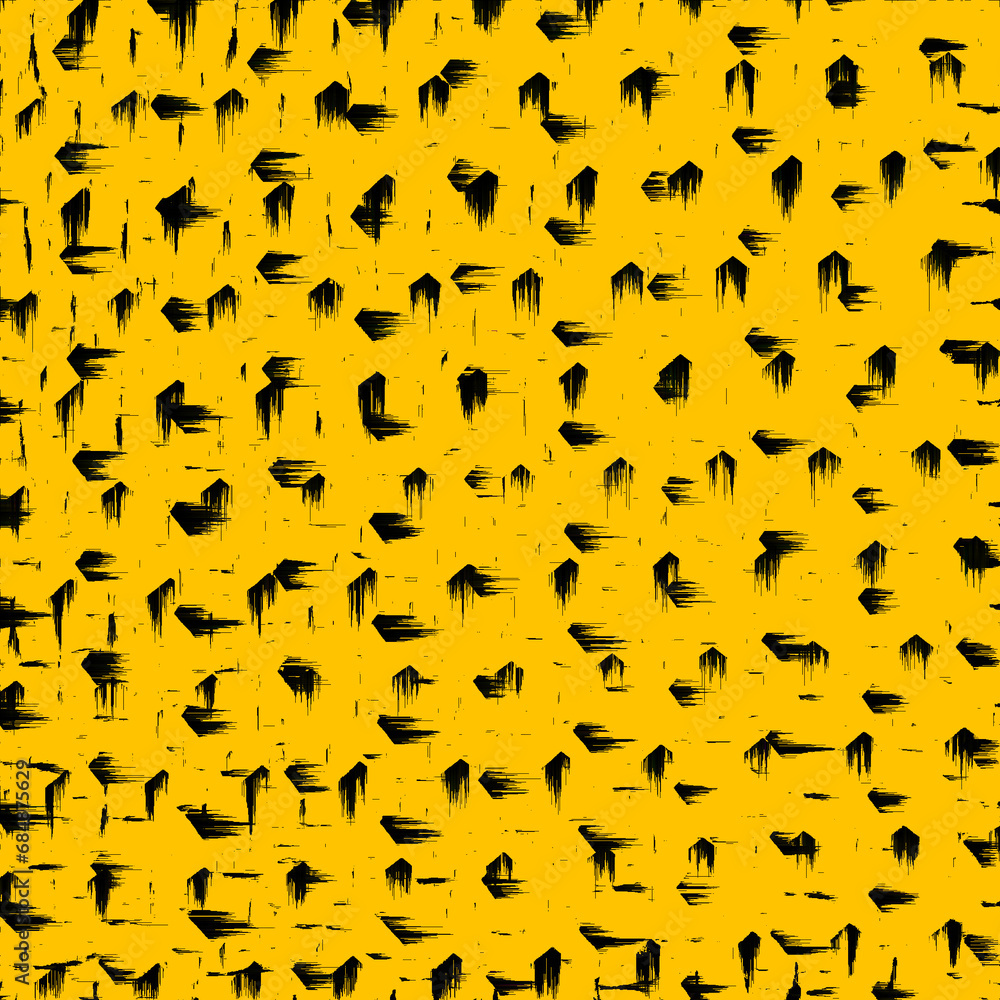 A grungy glitch abstract background in black on yellow