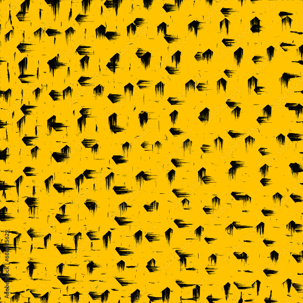 A grungy glitch abstract background in black on yellow A grungy glitch abstract background in black on yellow